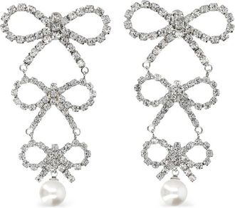 Self Portrait Tiered Crystal-bow Earrings