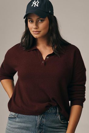 Pilcro The Jensen Cashmere Crop Polo Sweater by Pilcro