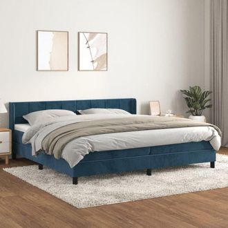 vidaXL Cama Box Spring Con Colch&oacute;n Terciopelo Azul Oscuro 200x200 Cm Vidaxl