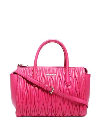 MIU MIU Shoulder Bag Handbag Matelasse Logo Crystal Leather