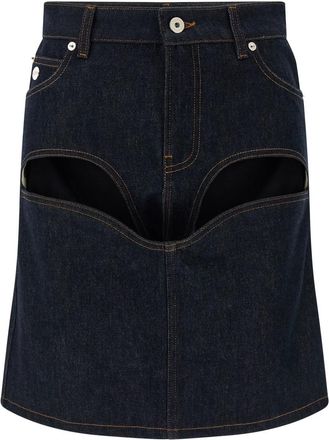 Jean Paul Gaultier Blue Denim With Cuts And Turn Up Skirt