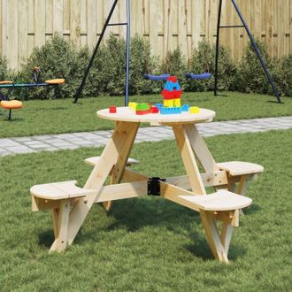 vidaXL Vidaxl - Mesa De Picnic Para 4 Ni&ntilde;os Agujero Para Sombrilla Madera Abeto