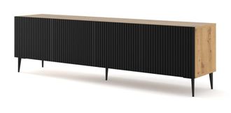 AKL FURNITURE Mueble para TV efecto madera Crema y Negro LED