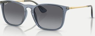 Ray-Ban Chris - Occhiali da sole squadrati blu trasparente con lenti polarizzate grigie