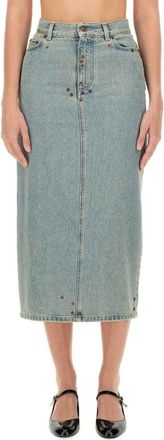 Moschino Mid-Length Denim Skirt With Classic Silhouette