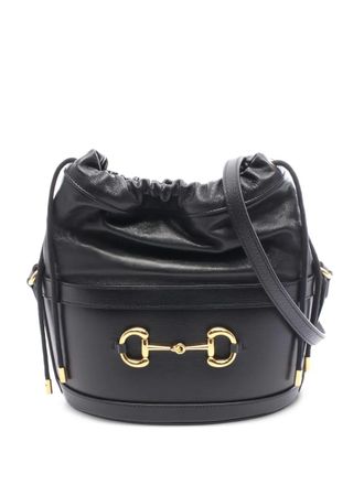 Gucci 2010s Horsebit-detail leather bucket bag - Black