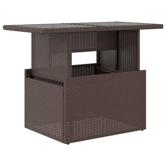 vidaXL Mesa De Jard&iacute;n Superficie Vidrio Rat&aacute;n Pe Marr&oacute;n 100x55x73 Cm Vidaxl