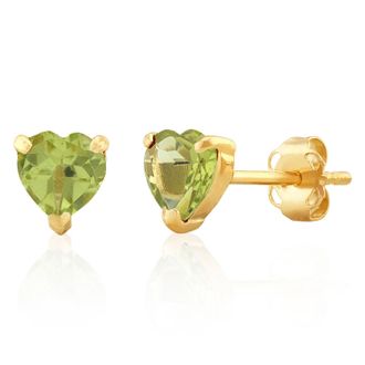 MAX + STONE 14K White or Yellow Gold 3 Prong Heart Shape Gemstone Stud Earrings