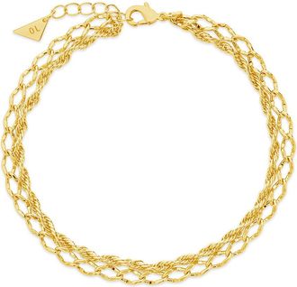 Sterling Forever Tessa Layered Chain Anklet