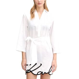 Karl Lagerfeld Short Dresses, female, White, Size: XS K/Signature Beach Shirt Dress