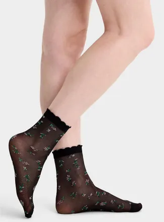 Pretty Polly Womens Mini-flower sheer ankle socks
