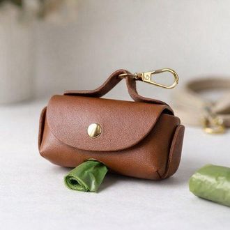 OEM Soporte Para Bolsas De Excrementos De Perro - Elegante Soporte De Nailon Con Mosquet&oacute;n - Compacto Y Moderno - Marr&oacute;n
