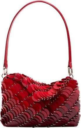 Paco Rabanne Scallop-Applique Calfskin Shoulder Bag Red
