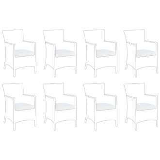 Beliani Conjunto De 8 Fundas De Coj&iacute;n Para Silla De Jard&iacute;n Fundas De Coj&iacute;n Para Exterior Blanco Crema Italia