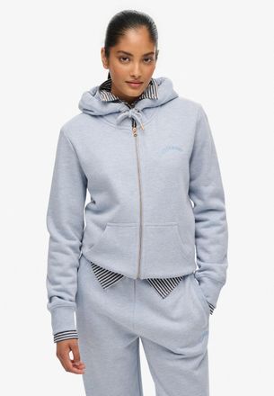 Superdry Kapuzensweatjacke SUPERDRY ESSENTIAL LOGO ZIPHOOD HB, Damen, Gr. XXL, blau (blau fog marl), Sweatware, Obermaterial: 100% Seide, meliert, relaxed fit 