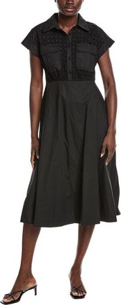 Gracia Eyelet Bodice Tie Waist Midi Dress