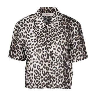 Jucca Shirts, female, Multicolor, Size: 2XS Leopard-Print Cotton Poplin Shirt