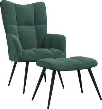 vidaXL Poltrona Relax Con Poggiapiedi Verde Scuro In Velluto - Vidaxl