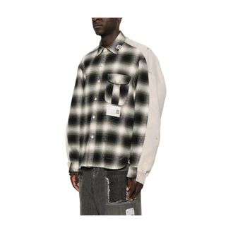 Miharayasuhiro Light Jackets, male, Multicolor, Size: S Check-pattern Distressed-effect Shirt