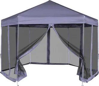 vidaXL Vidaxl - Carpa Desplegable Hexagonal 6 Paredes Blanco Crema 3,6x3,1m