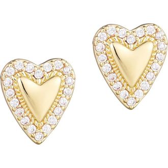 Adornia CZ Halo Heart Stud Earrings in Gold at Nordstrom Rack