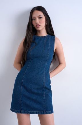Topshop Sleeveless Denim Shift Minidress in Medium Blue at Nordstrom, Size 10 Us