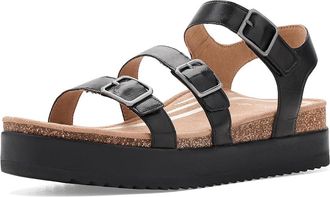 Aetrex Aria Adjustable Platform Sandals Womens Dress Sandals Black : EU 41 (US Womens 10-10.5) M (B), Leather