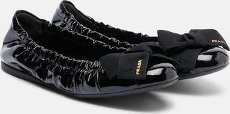 Prada Bow-detail patent leather ballet flats