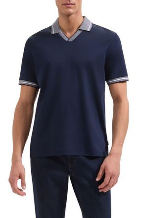 Bugatchi Pima Cotton Johnny Collar Polo in Navy at Nordstrom, Size Xx-Large