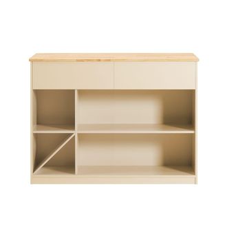 SoBuy Isla de cocina con 2 cajones y compartimentos c&uacute;bicos madera beige