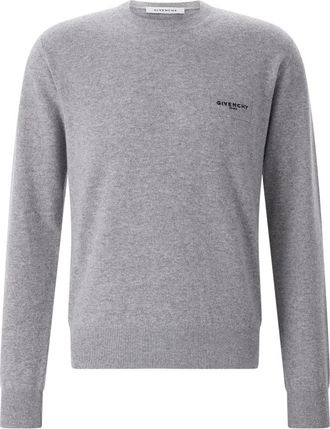 Givenchy Rondgebreide trui - Heren - Ronde hals truien - Grijs - L - Wol - Truien & Vesten