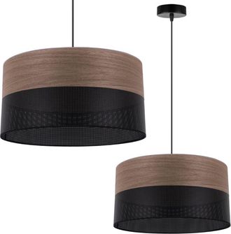 OEM L&aacute;mpara Colgante Individual, Pantalla De Chapa De Nogal, 40 Cm