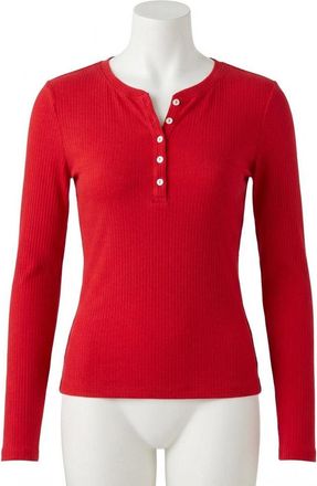 Z Supply Holly Pointelle Long Sleeve Top In Festive Red