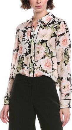 Alice & Olivia Willa Placket Silk Top