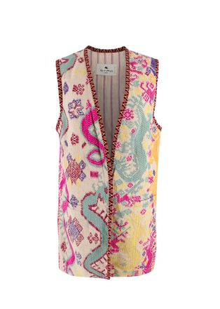 Etro Multicolour Pattern Embroidered Longline Vest Size S