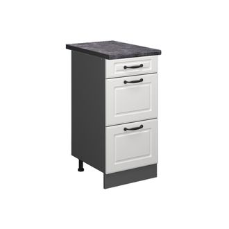 Vicco Mueble Bajo De Cocina R-line, Blanco Casa De Campo, 40 Cm Con Cajones, Et Antracita Vicco