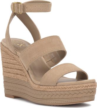 Vince Camuto Esmia Ankle Strap Platform Wedge Sandal in Tortilla at Nordstrom, Size 7.5