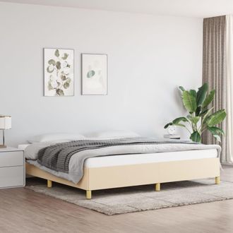 vidaXL Cama Sin Colch&oacute;n Tela Color Crema 200x200 Cm Vidaxl