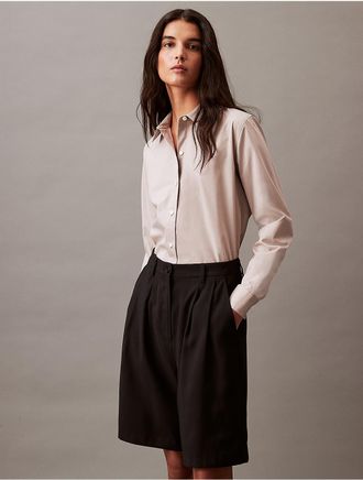 Calvin Klein Womens Pure Poplin Stretch Shirt - Neutral - XS