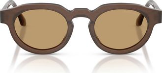 Armani 47mm Round Sunglasses in Brushed Brown /Brown at Nordstrom