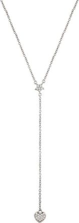 Adornia White Rhodium Plated Star and Heart Drop Y Necklace in Silver at Nordstrom Rack
