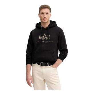 Alpha Industries Hoodies & sweatvesten, Heren, Zwart, L, Katoen, Basic Hoodie BL Effect Print