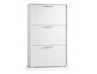 No Brand Zapatero De Fresno Blanco 112 Cm Con Tres Puertas Abatibles - Islanda