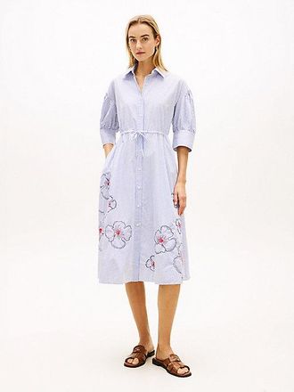 Tommy Hilfiger Embroidery Poplin Midi Shirt Dress