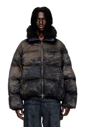 Diesel Puffer jacket in dirt-effect camo denim - Winter Jackets - Man - Multicolor