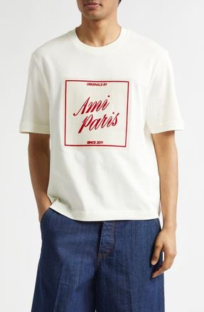 Ami Boxy Cotton Graphic T-Shirt in Blanc Creme at Nordstrom, Size X-Large