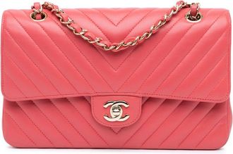 Chanel 2017-2018 Medium Classic Chevron Lambskin Double Flap shoulder bag - Pink