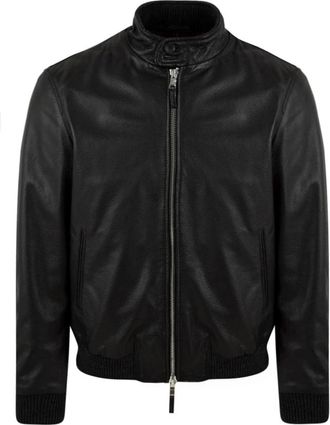The Jack Leathers East Village Deer Print Jacket - Heren - Leren en Su&egrave;de Jassen - Zwart - XL - Leer - Jassen