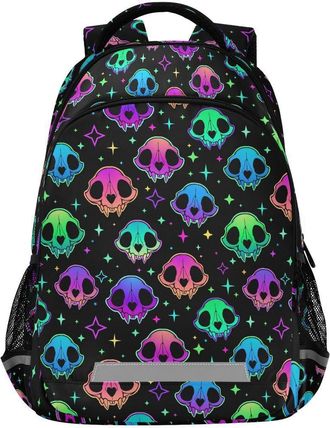 Alaza Laptop Backpack with Chest Strap, Gothic Rainbow Style Skull School Backpack, Travel Hiking Backpack for Boys Girls Teen Adult, Rucksack, Knapsack