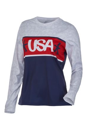 Spyder Womens USA Snow Long Sleeve Crew Neck Tee